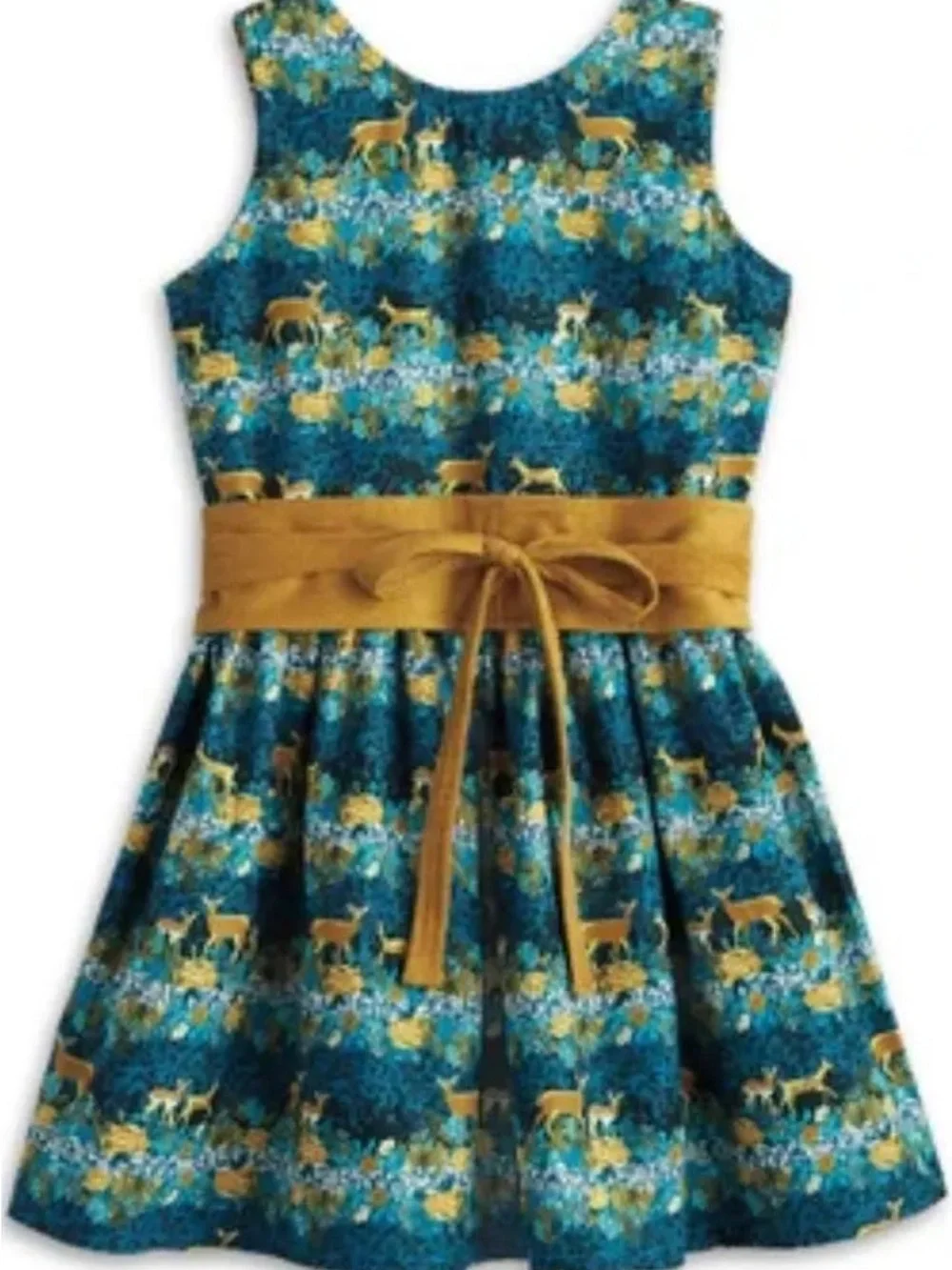 American Girl Deer Print Dress with Suede Sash
